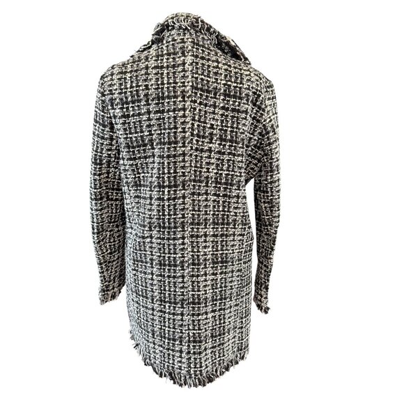 NWT Sans Souci Black & White Tweed Double-Breasted Coat with Pearl Buttons - Picture 3 of 8
